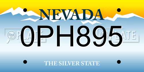 0PH895 Nevada License Plate