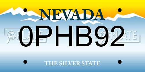 0PHB92 Nevada License Plate