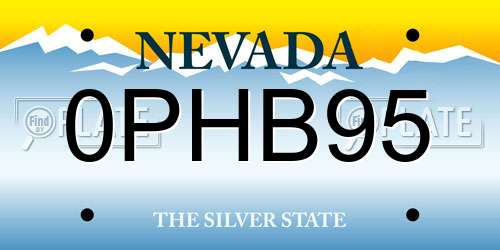 0PHB95 Nevada License Plate