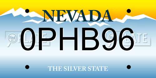 0PHB96 Nevada License Plate