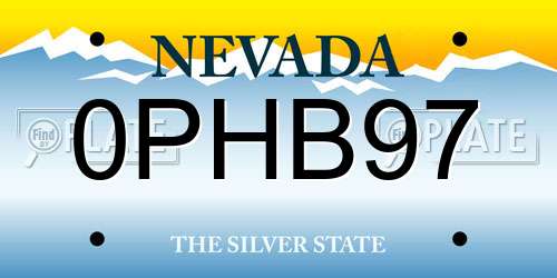0PHB97 Nevada License Plate