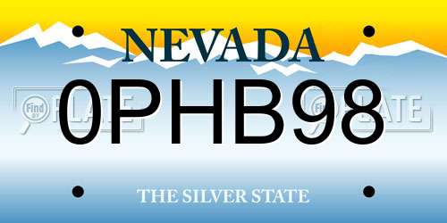 0PHB98 Nevada License Plate