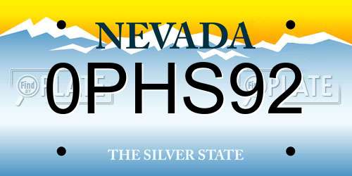 0PHS92 Nevada License Plate
