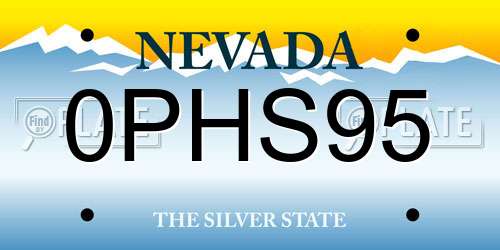 0PHS95 Nevada License Plate