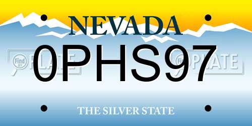0PHS97 Nevada License Plate