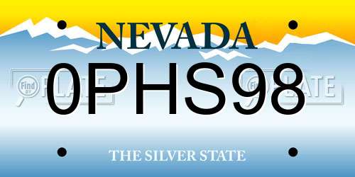 0PHS98 Nevada License Plate