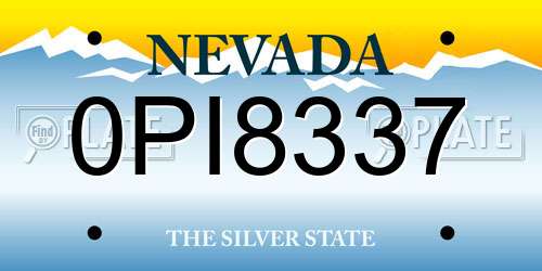 0PI8337 Nevada License Plate
