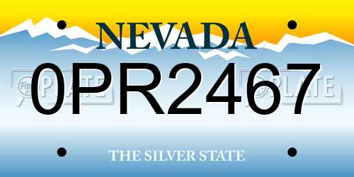 0PR2467 Nevada License Plate