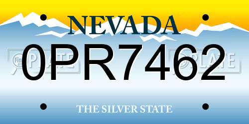 0PR7462 Nevada License Plate