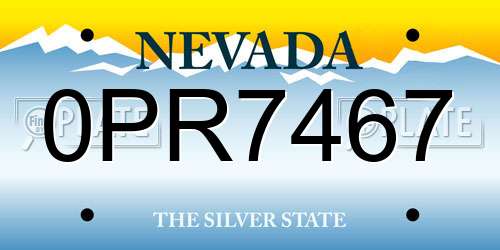 0PR7467 Nevada License Plate