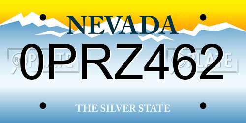 0PRZ462 Nevada License Plate