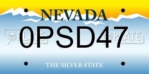 0PSD47 Nevada License Plate