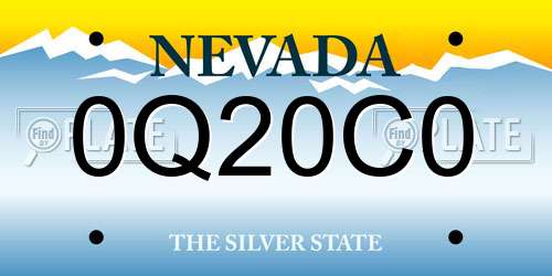 0Q20C0 Nevada License Plate