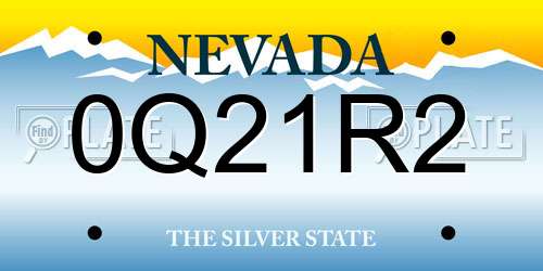 0Q21R2 Nevada License Plate