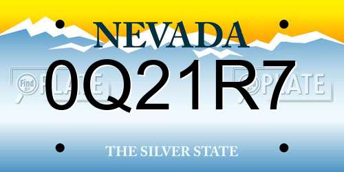 0Q21R7 Nevada License Plate