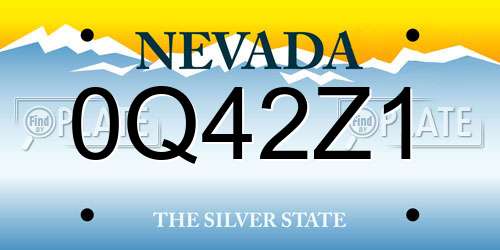 0Q42Z1 Nevada License Plate