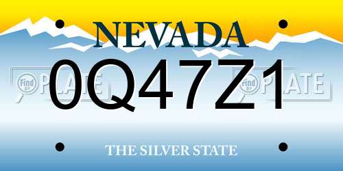 0Q47Z1 Nevada License Plate