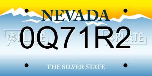 0Q71R2 Nevada License Plate