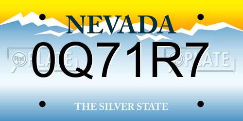 0Q71R7 Nevada License Plate