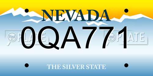 0QA771 Nevada License Plate