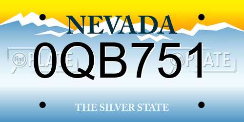 0QB751 Nevada License Plate