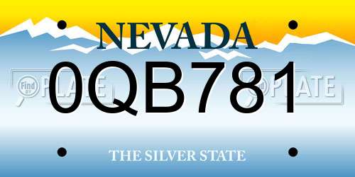 0QB781 Nevada License Plate