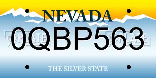 0QBP563 Nevada License Plate