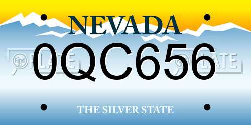 0QC656 Nevada License Plate