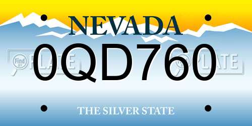 0QD760 Nevada License Plate