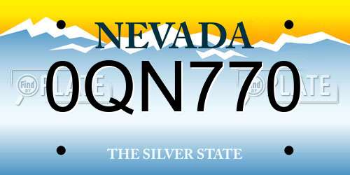 0QN770 Nevada License Plate