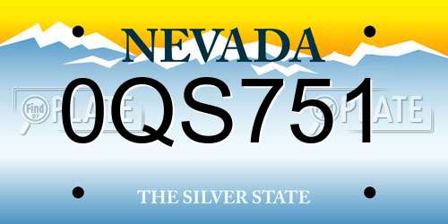 0QS751 Nevada License Plate