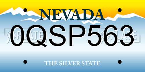 0QSP563 Nevada License Plate