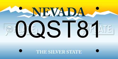 0QST81 Nevada License Plate