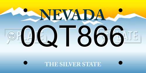 0QT866 Nevada License Plate