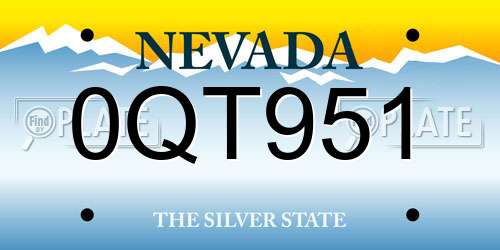 0QT951 Nevada License Plate