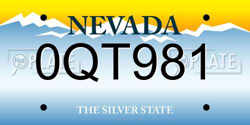 0QT981 Nevada License Plate