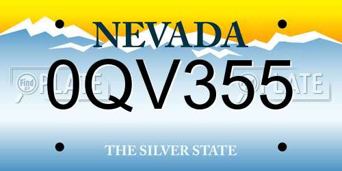 0QV355 Nevada License Plate