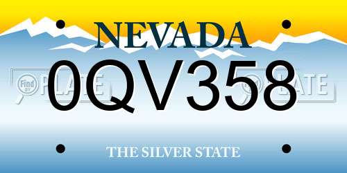 0QV358 Nevada License Plate