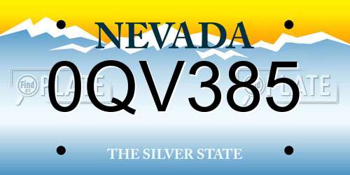 0QV385 Nevada License Plate
