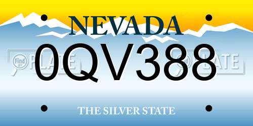 0QV388 Nevada License Plate