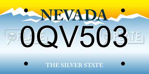 0QV503 Nevada License Plate