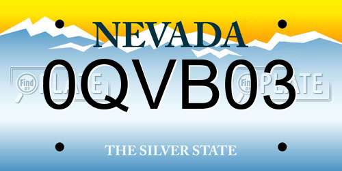 0QVB03 Nevada License Plate