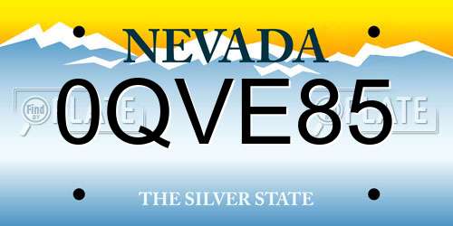 0QVE85 Nevada License Plate