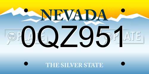 0QZ951 Nevada License Plate