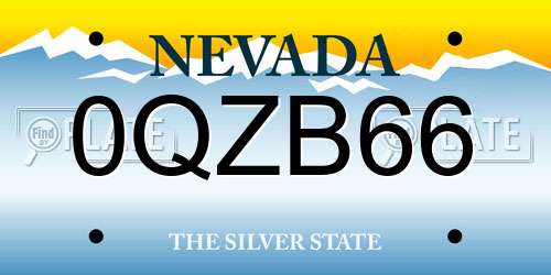 0QZB66 Nevada License Plate