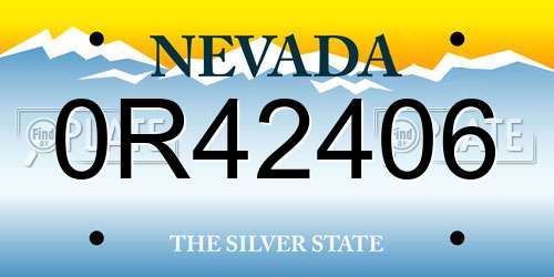 0R42406 Nevada License Plate