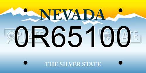 0R65100 Nevada License Plate
