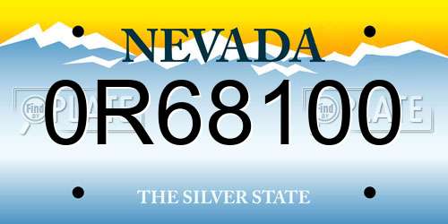 0R68100 Nevada License Plate