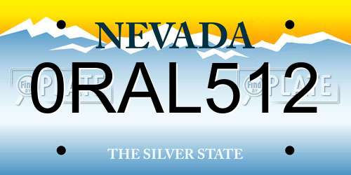 0RAL512 Nevada License Plate