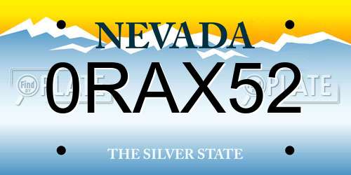 0RAX52 Nevada License Plate
